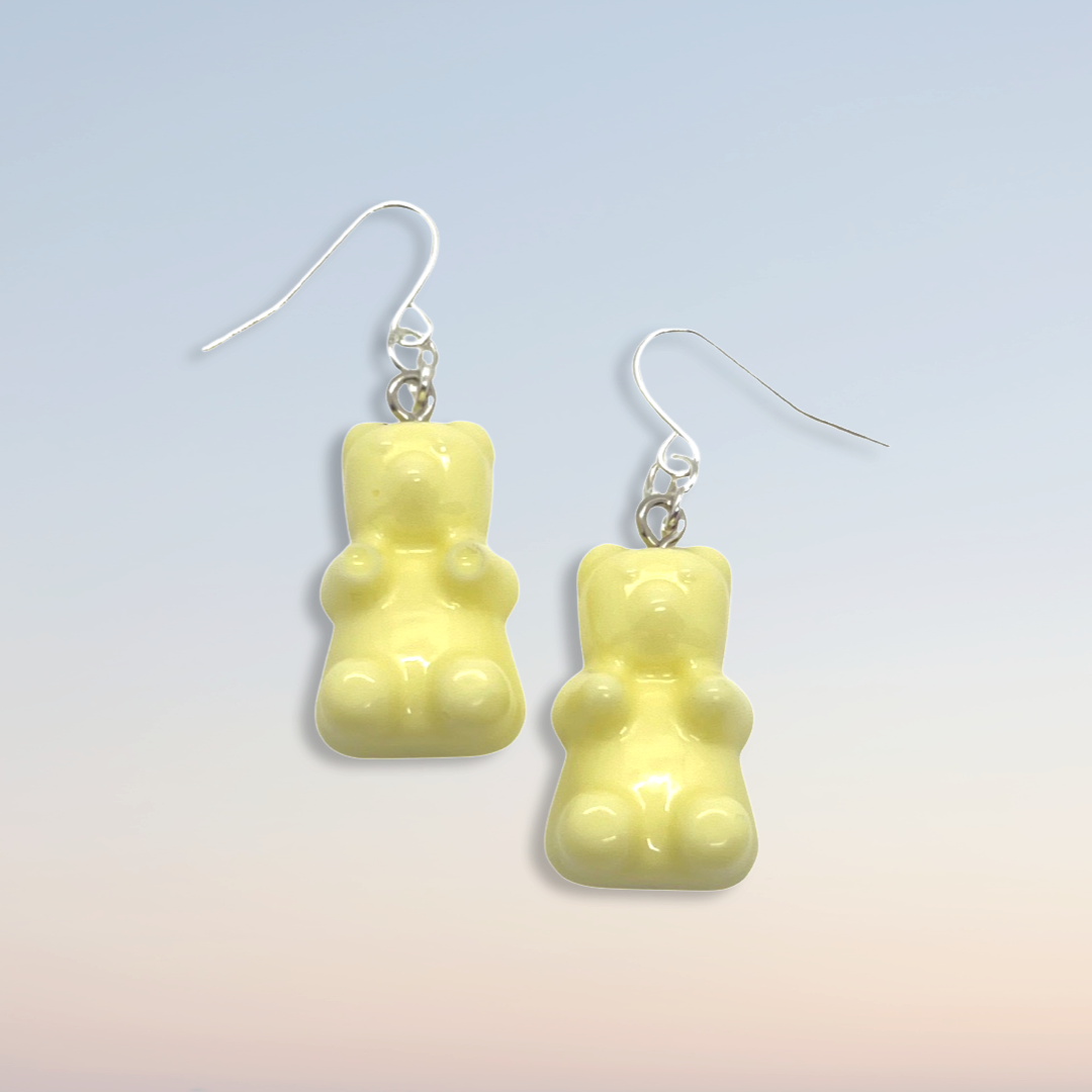 Pastel yellow gummy bear earrings