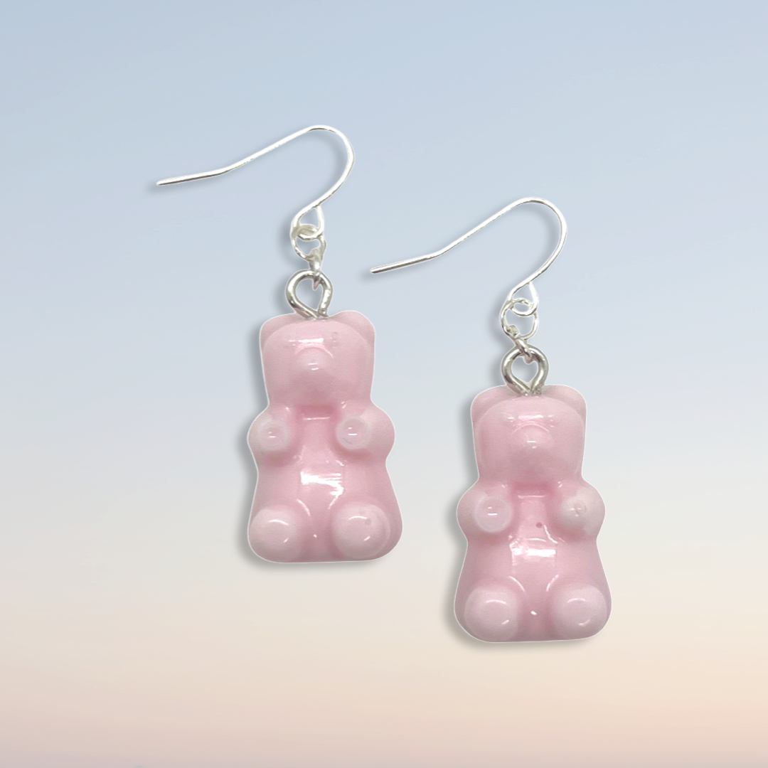 Pastel pink gummy bear earrings