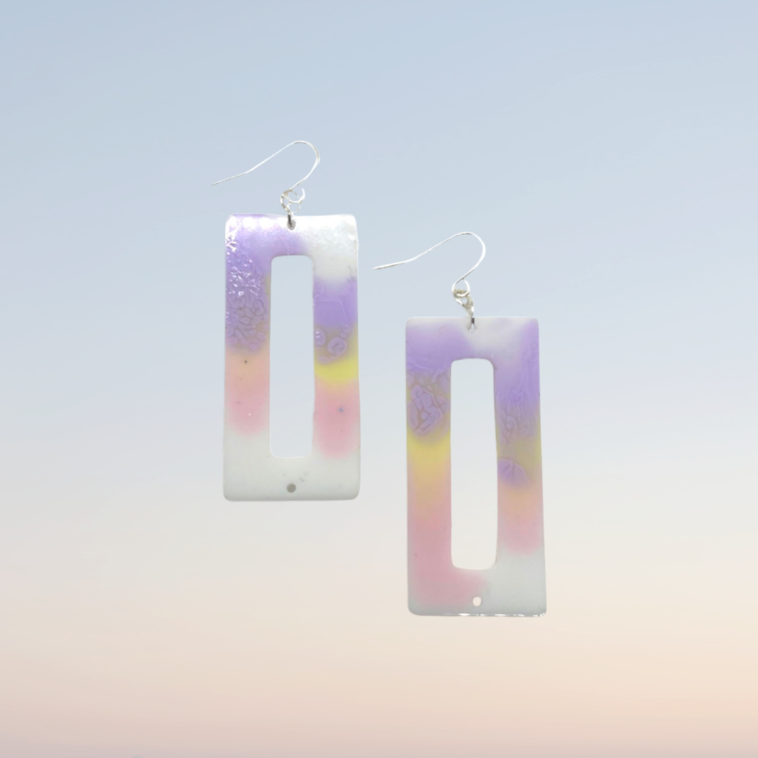 Pastel rectangle cut-out earrings