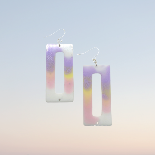 Pastel rectangle cut-out earrings