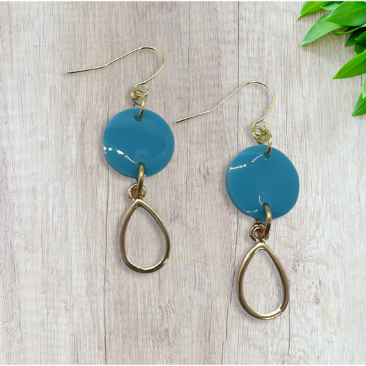 Sky blue rounds with tear drop charms