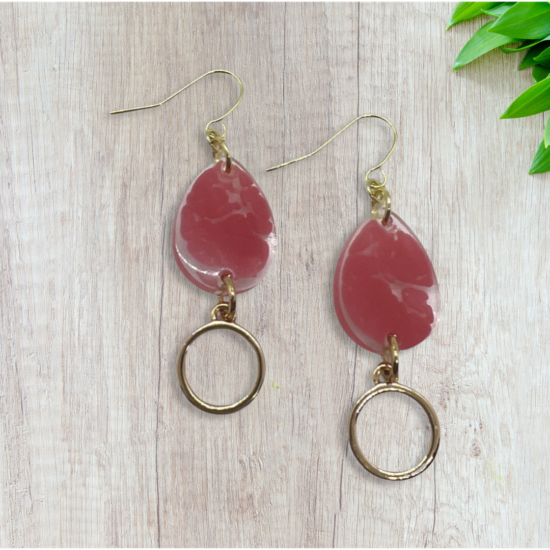 Pomegranate clear tear drop with small round charm