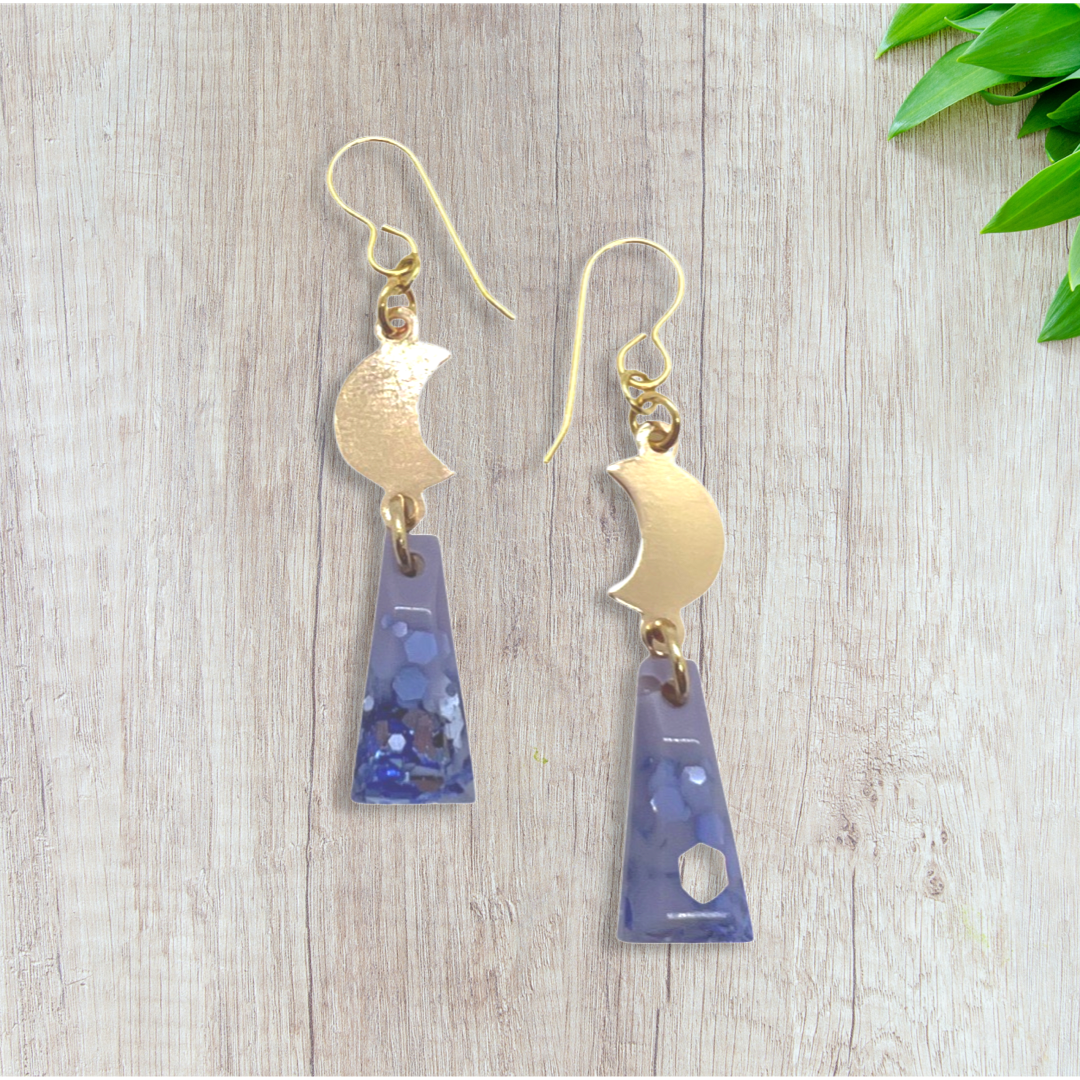 Tiny gold moon dangles