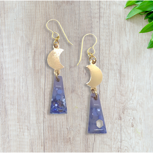 Tiny gold moon dangles