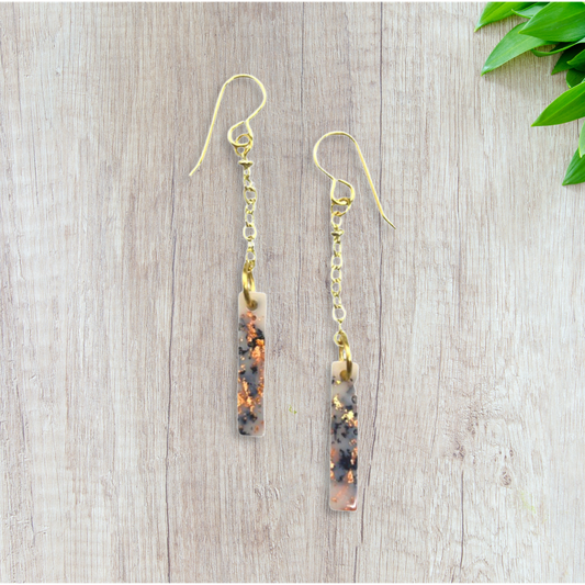 Beige & rose gold foil geometric earrings