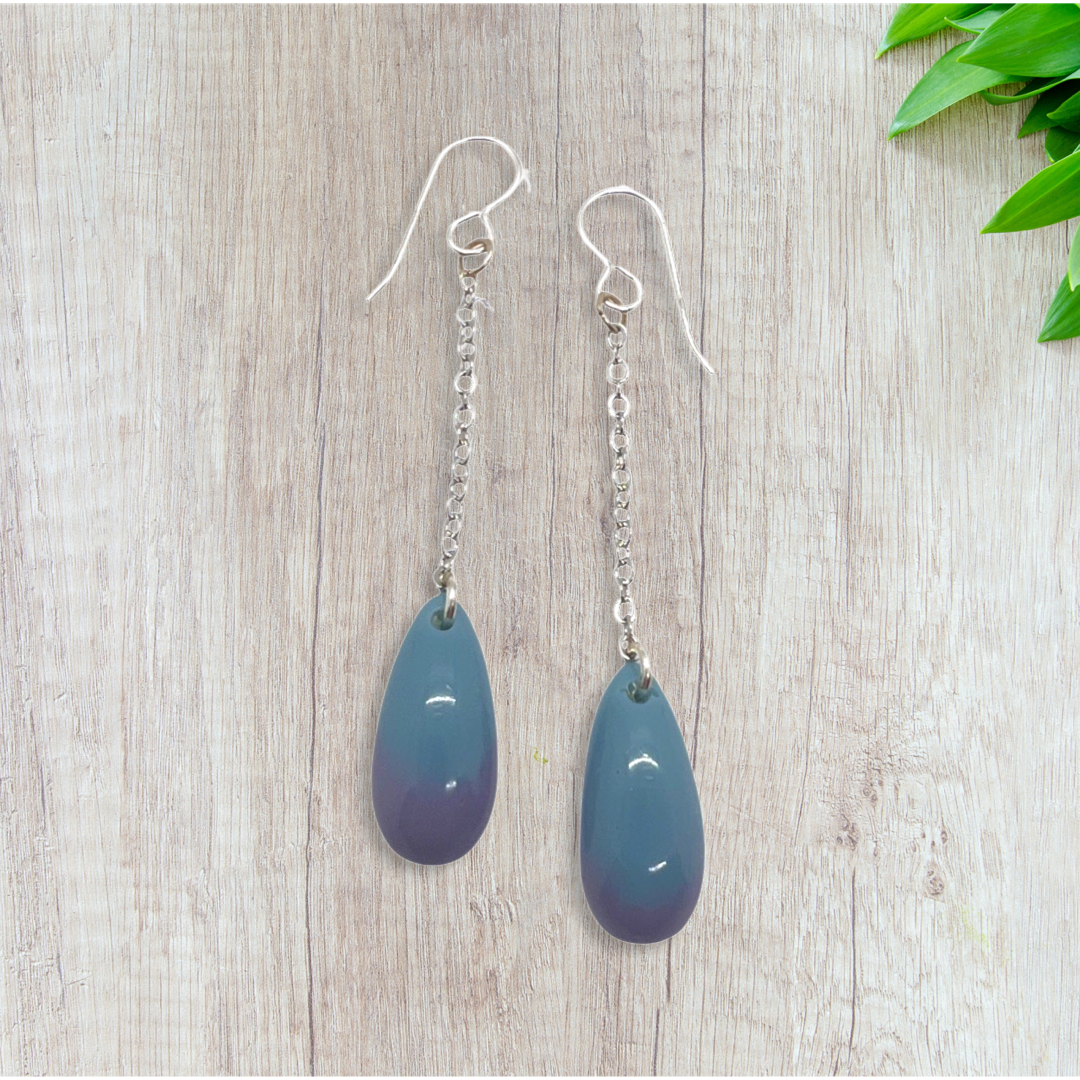 Blue & purple egg drop earrings