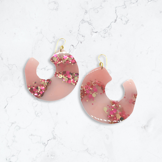 Thick pink hoop earrings